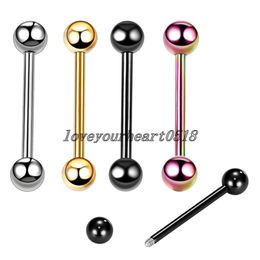 16mm Surgical Steel Tongue Rings Nipple Straight Barbells Steel Tongue Lip Stud Bar Tragus Body Piercing Jewelry
