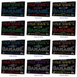 LX1124 Your Names Garage My Tools Rules Drink Soju or Leave Light Sign Dual Color 3D Engraving