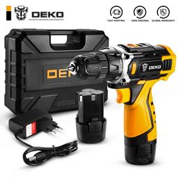 12V Electric Cordless Drill Screwdriver with Mini Wireless DC Lithium-Ion Battery Power Tools(DKCD12FU-Li) 210719