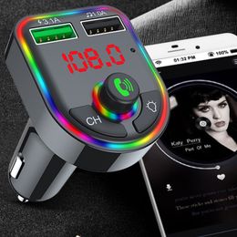 F6 car bluetooth FM transmitter Colour LED Backlight charger kit MP3 player 3.1A 1A Dual USB Adapter Wireless Audio Receiver