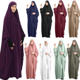 abaya khimar UK - Ethnic Clothing Muslim Women One Piece Prayer Dress Hijab Abaya Khimar Jilbab Overhead Kaftan