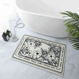 Non-Slip Bath Rug Absorbent Floor Mat Nordic Floral Carpet for Bathroom Bedroom Doormat Washable Kitchen Rugs Plush Foot Pad 211109