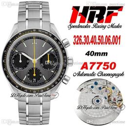 HRF Racing Master ETA A7750 Automatic Chronograph Mens Watch Grey Dial Black Subdial Stainless Steel Bracelet Super Edition 326.30.40.50.06.001 Puretime HR02A1