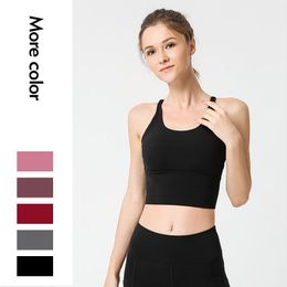 Yoga Outfit Nudity Brushed Pure Color Net Red Sports Beauty Back Thin Belt Wear Vest, Fitness Sling Women With Chest Pad 2021