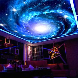 Custom 3D Photo Wallpaper Galaxy Stars Ceiling Fresco Art Wall Painting Living Room Bedroom Ceiling Mural Wallpaper De Parede 3D