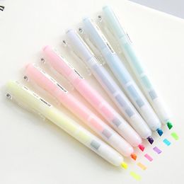 Highlighters Marker Pen Student Stationery Transparent Press-type Highlighter Office Supplies DIY Scrapbooking Diary Planner Fluorescent