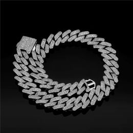 Mens Fashion Heavy Hip Hop Necklace 20mm Yellow White Gold Plated Bling Micro Setting CZ Miami Cuban Links Chain Necklace Bracelet Rock Jewellery Gift for Men