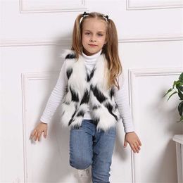 Lepoard faux fur vest for kids / baby girls 211203