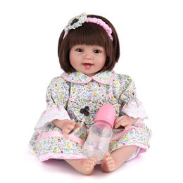 Reborn Dolls 55cm Soft Silicone Realistic Vinyl Boneca Lilfelike Girl Baby with Puppy Toy For Kids Doll