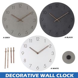 Kitchen Modern Simple Round Wall Clock Classics Silent Numberal MDF Wood Clock For Bedroom Office Living Room Decor Gift 210325