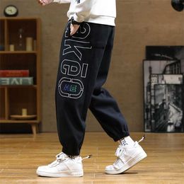 Spring Autumn Fashion Letter Harem Pants Men Hip Hop Streetwear Black Grey Loose Sweatpants Men Joggers Plus Size Baggy Trousers 211119