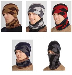 Men's Hat Outdoor Winter Ear Protection Cold And Warm Knitted Hat Striped Woollen Hat Pullover Cap DD479