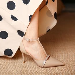 High Heel Sandal For Women Suit Female Beige Shoes All-Match High-heeled Black Comfort 2021 Spring Sexy Pointed Stiletto Girls Sandals