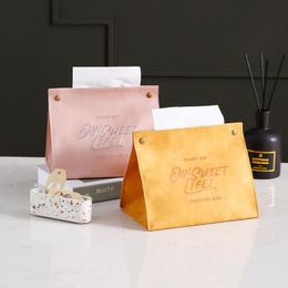 Tissue Boxes & Napkins Creative Thickened Leather Box Paper Towel Living Room Table Carton Office Bag Car Desktop Cover