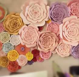 wall paper roses Canada - Decorative Flowers & Wreaths DIY Half Made Giant Paper Large Artificial Rose Flower Home Wedding Party Backdrop Wall Decorations Pography Pr