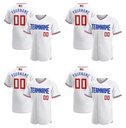 Custom White Red-Royal-2 Authentic American Flag Fashion Baseball Jersey