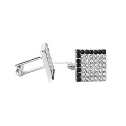 Crystal Square Cufflinks Contrast Color Business suit Shirt Cuff Links Button for Men Fashion Jewelry Will and Sandy