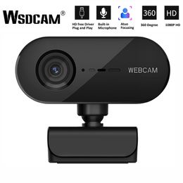 Full HD 1080P Webcam Mini Computer PC WebCamera with USB Plug Rotatable Cameras Live Broadcast Video Calling Conference Work