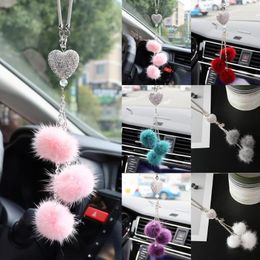 Interior Decorations Mini Diamond Crystal Car Rearview Pendant Bling Cute Hairball Decoration Home Decor Wall Hanging Adornment Handmade Gif