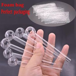 100mm Pyrex Glass Oil Burner Pipe Tobcco Dry Herb clear bubbler smoking Water Pipes glass banger oil nail adapter for dab rig bong cheapest