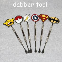 100pcs Wax dabbers Dabbing tool with sticker design smoking pipes 120mm dabber Stainless Steel Cleaning Tools free DHL