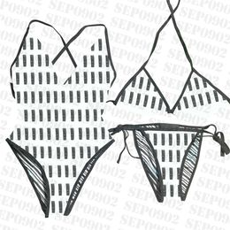 Gradient Colour Swimsuit Letter Print Bikini Set Womens Sexy Backless Swimwear Deep V Neck Bathing Suit