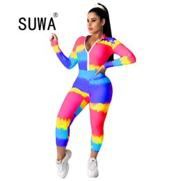 Tie Dye Women Clothing Two Piece Set Hoodies High Waist Sweatpants Jogger Pants Suit Tracksuit Matching Fashion Outfits 210525