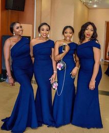 African Nigerian Elegant Plus Size Royal Blue One Shoulder Mermaid Bridesmaid Dresses Wedding Guest Gowns Maid Of Honour Dress Custom Made