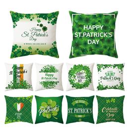 Cushion/Decorative Pillow Home St. Patrick's Day Green Peach Parchment Set Ireland National Four-leaf Grass Pillowcase