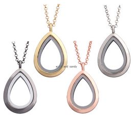 Gold Watter Drop Floating Locket Necklace Pendant Women Magnetic Living Memory Glass Openable Charm Locket Necklaces Fashion DIY Jewelry Will and Sandy