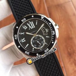 Big Date 42mm Diver W7100056 W2CA0004 Watches Asian 2813 Automatic Mens Watch Black Dial Steel Case Rubber Strap Spot HWCR 8Color Hello_Watch