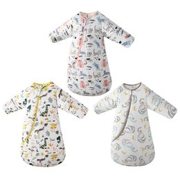 Baby Sleeping Bag with Detachable Long Sleeves Autumn Winter Warm Soft Wearable Sleepwear Infant Toddler Sleepsack 211023