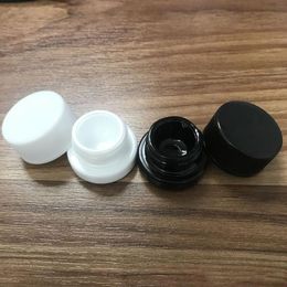 5ml Black White Glass Jars Bottle Non-Stick Dab Container with Child Resistant Lid for Dry Herb Wax Thick Oil Concentrate