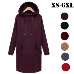 Casual Dresses 2021 Thickening Velvet Winter Dress Autumn Sexy Long Sleeve Hooded Vestidos Plus Size S-5XL 6XL Hoodies Sweatshirt