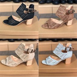 2021 Designer Women Sandal Summer High Heel Sandals Black Blue Party Slides with Crystals Beach Outdoor Casual Shoes large size W79