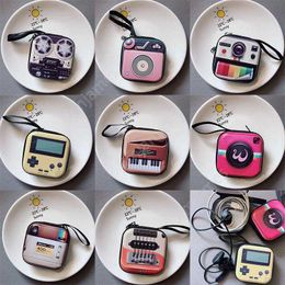 New creative tinplate coin purse mini key case retro record tape luggage pattern earphone coin storage bag DAJ165