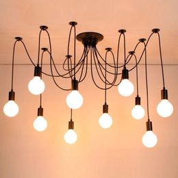 Modern DIY Big Spider Industrial Black Vintage Pendant Lamps Loft Led E27 AC 110V 220V Lights For Living Room Kitchen