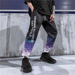 Hip Hop Pants Men Loose Joggers Print Streetwear Fashion Harem Clothes Ankle Length Trousers X0723