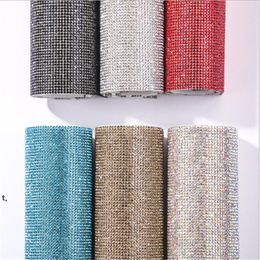 20*24cm DIY Colourful Rhinestone Sticker Sheet Self-Adhesive Crystal Ribbon with Gum Diamond Sticks Decoration Cars Phone Cases Cups LLE12677