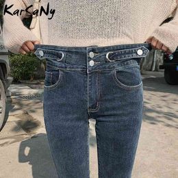 Skinny Jeans Woman High Waist Double Button Jean Skinny Mujer Denim Pants Spring Women's Jeans With High Waist Jean Women 210329