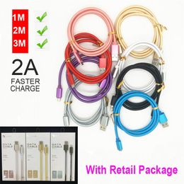 Typ C USB-Kabel 2,4 A Ladegerät Adapter Ungebrochenes, starkes Metallgeflecht Micro-USB-Kabel V8 für Samsung S20 S7 S6 S5 Android mit Box-Paket DHL