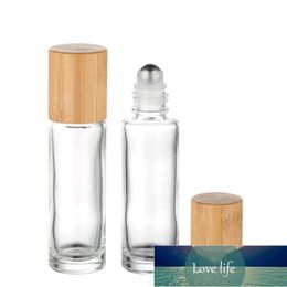 Bamboo Lid Cap Roll on Ball Glass Roll on Bottle Portable Essential Oil Bottle With Stainless Steel Roller Ball 10ml OWB1439