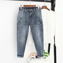8XL Jean With High Waist Harem Pants Casual Boyfriend Female Streetwear Vintage Plus Size Mom For Q1286 210629