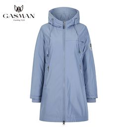 GASMAN Fashion brand blue warm autumn women's jacket Long hooded for women coat solid cotton Female windproof down parka 210916