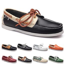 Fashion Mens Casual shoes type76 leather British style black white brown green yellow red outdoor comfortable breathable Chaussures Zapatos
