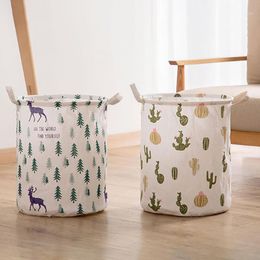 Storage Bags Folding Large Capacity Clothing BucketToy Basket Waterproof With Handles Material Is Cotton Linen Fabric