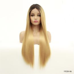 12~26 inches Synthetic Lace Front Wig Simulation Human Hair Wigs Ombre Colour perruques de cheveux humains Pelucas 19228-86