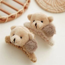 Cute Cartoon Plush Bear Hair Claws Clamps Fashion Furry Hair Clip Girls Simple Stylish Faux Fur Hairpins Barrettes Hair Accessories