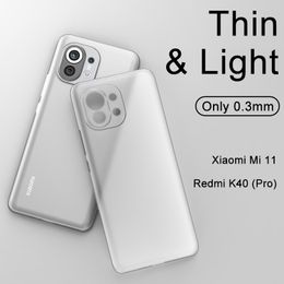 0.3mm Ultra Thin Cases For Xiaomi Redmi K40 Pro Mi 11 Poco F3 Matte Transparent Hard PP Coque Back Cover