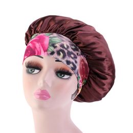 VMAE 6 Colours Soft Sleeping Nightcap Hair Protection Exotics Pattern Stretch Polyester Print Chemotherapy Cap Fit Women